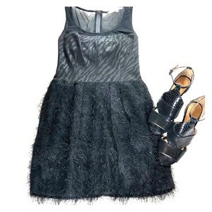 RACHEL ROY MIXED TEXTILE BLACK DRESS